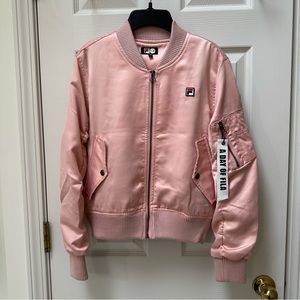 Fila Satin Bomber Jacket, light pink, size S